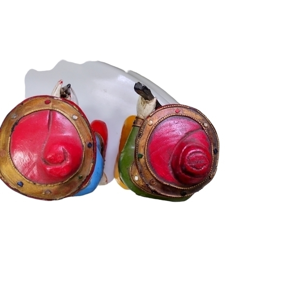 Pair Of Vintage Handmade Asian Wood Cultural Figurines - Picture 4 of 5